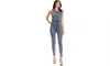 Fitted Denim Jumpsuit With Waist Tie, Button Down Detail, And Collar