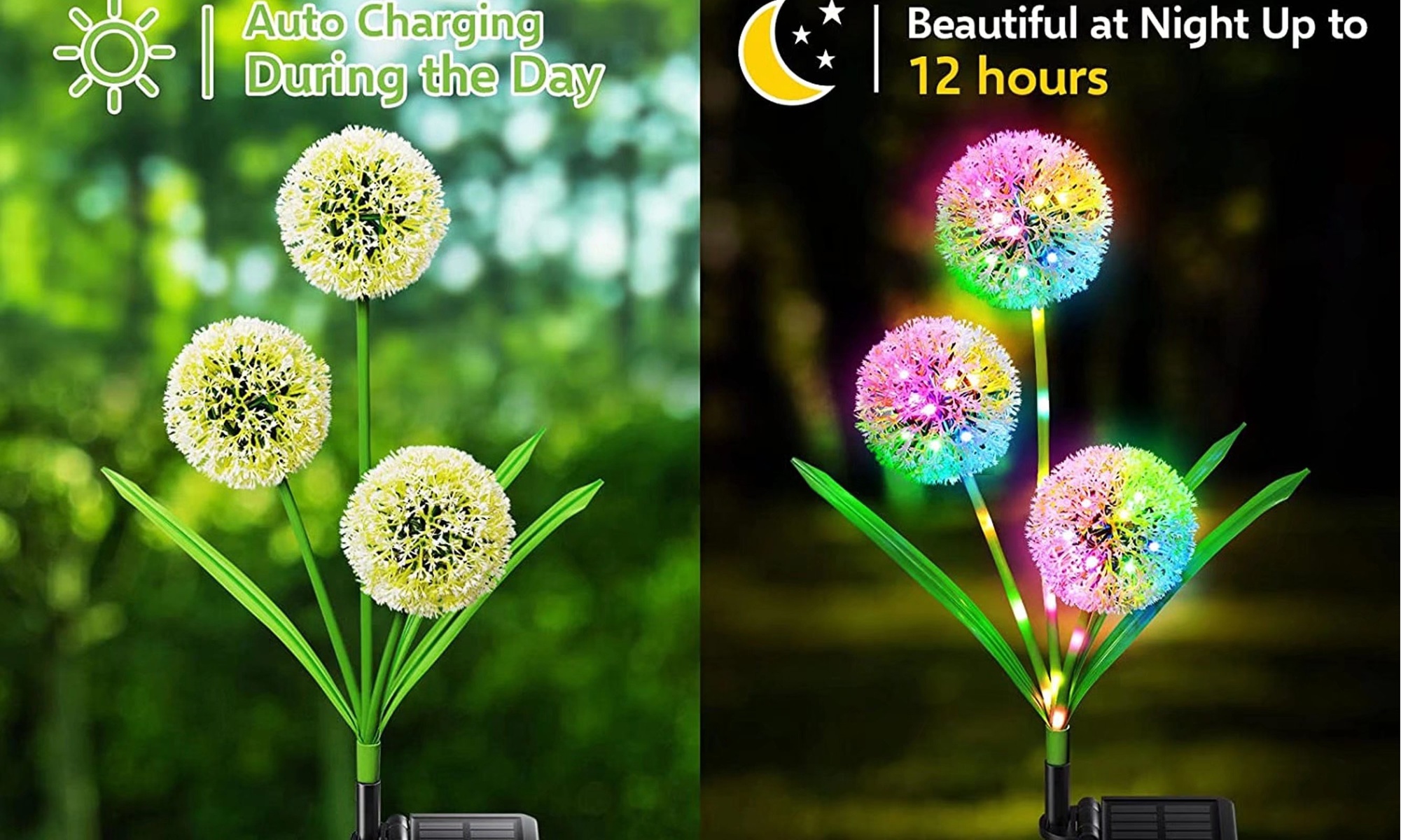 Solar Outdoor Garden Decor Colorful Solar Dandelion Stake Lights