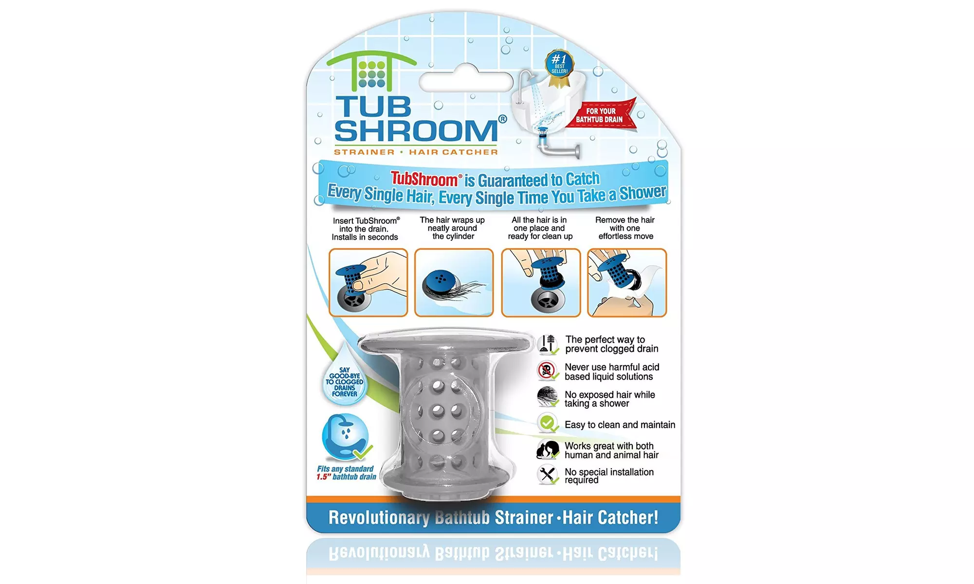 TubShroom. The Revolutionary Tub Drain Protector Hair Catcher/Strainer/Snare - Primary Image