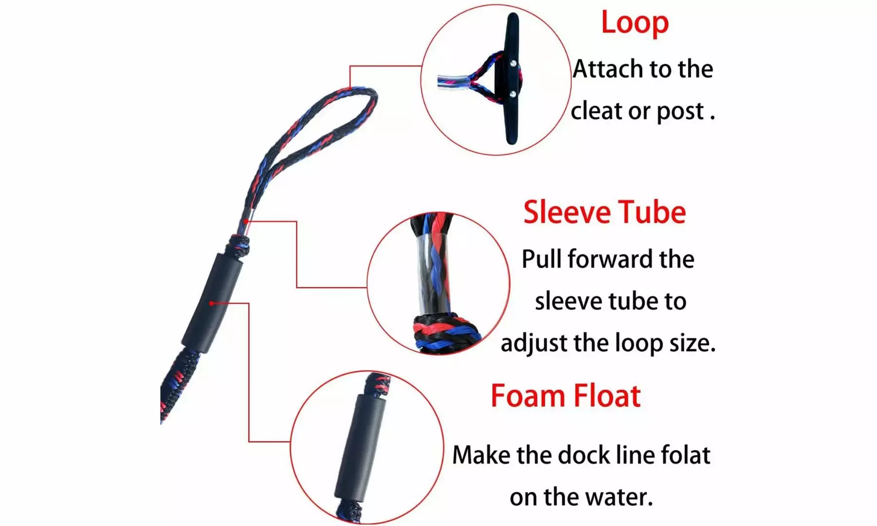 4 Pack Boat Dock Lines Bungee Docking Rope Mooring Rope Bungee Shock Cords