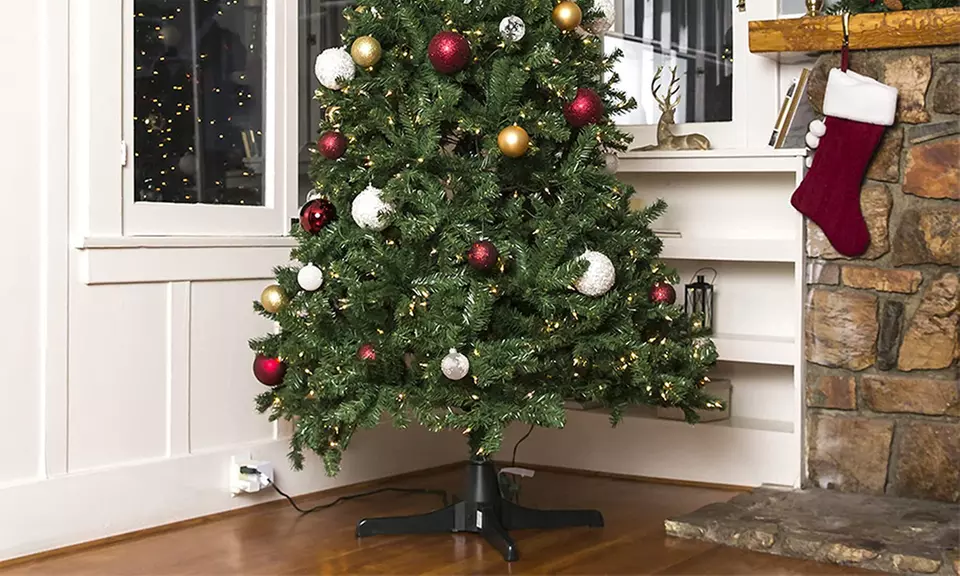 360-Degree Rotating Adjustable Christmas Tree Stand for Up to 7.5ft Trees - Second Medium