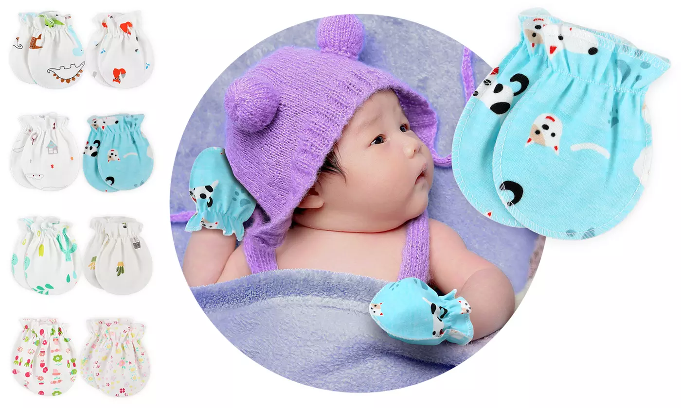 12 Pairs Newborn Baby Cotton Infant No Scratch Mittens Gloves