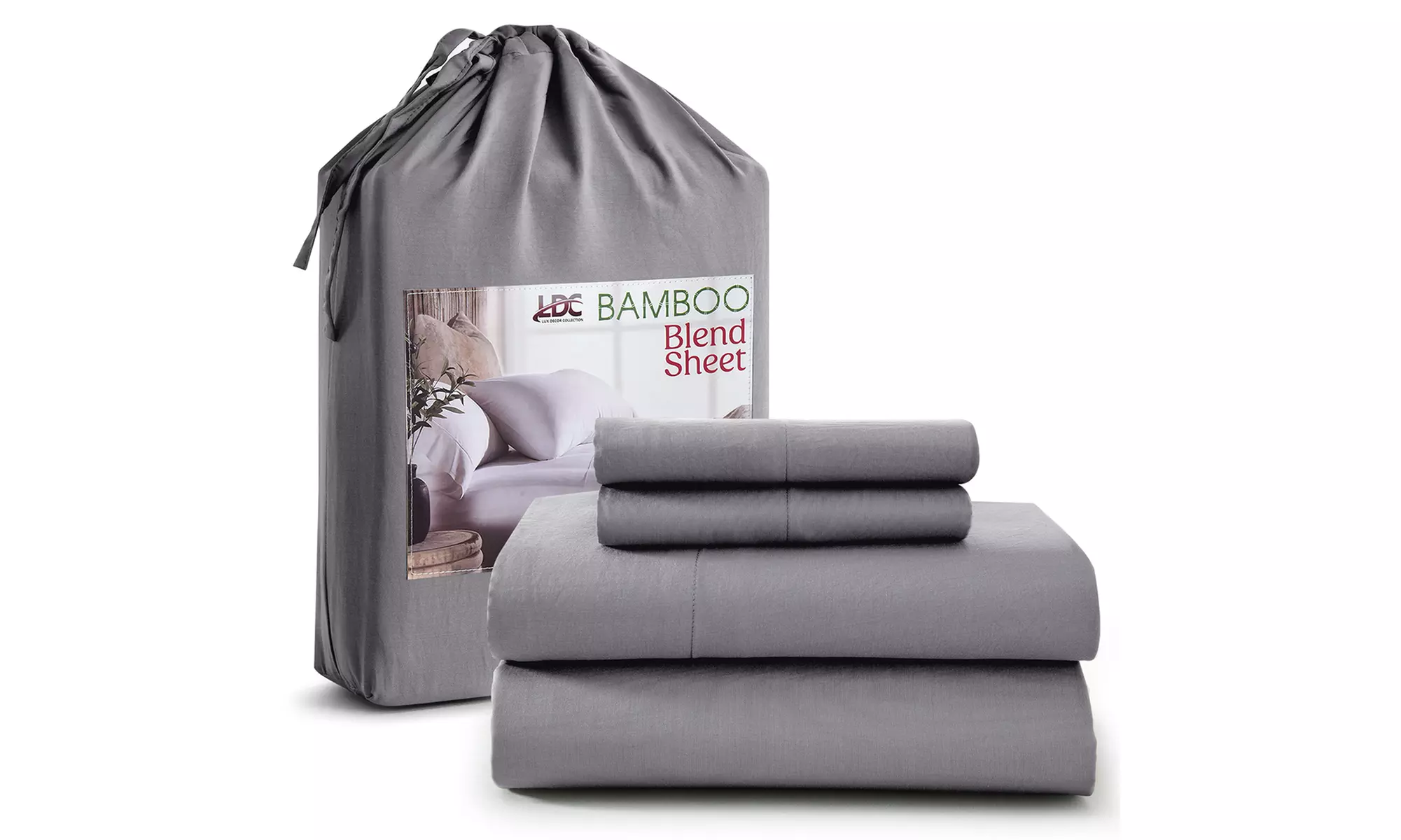 Lux Decor Luxurious Bamboo 4PC Bed Sheet Set Deep Pocket Super Soft Cool Bedding