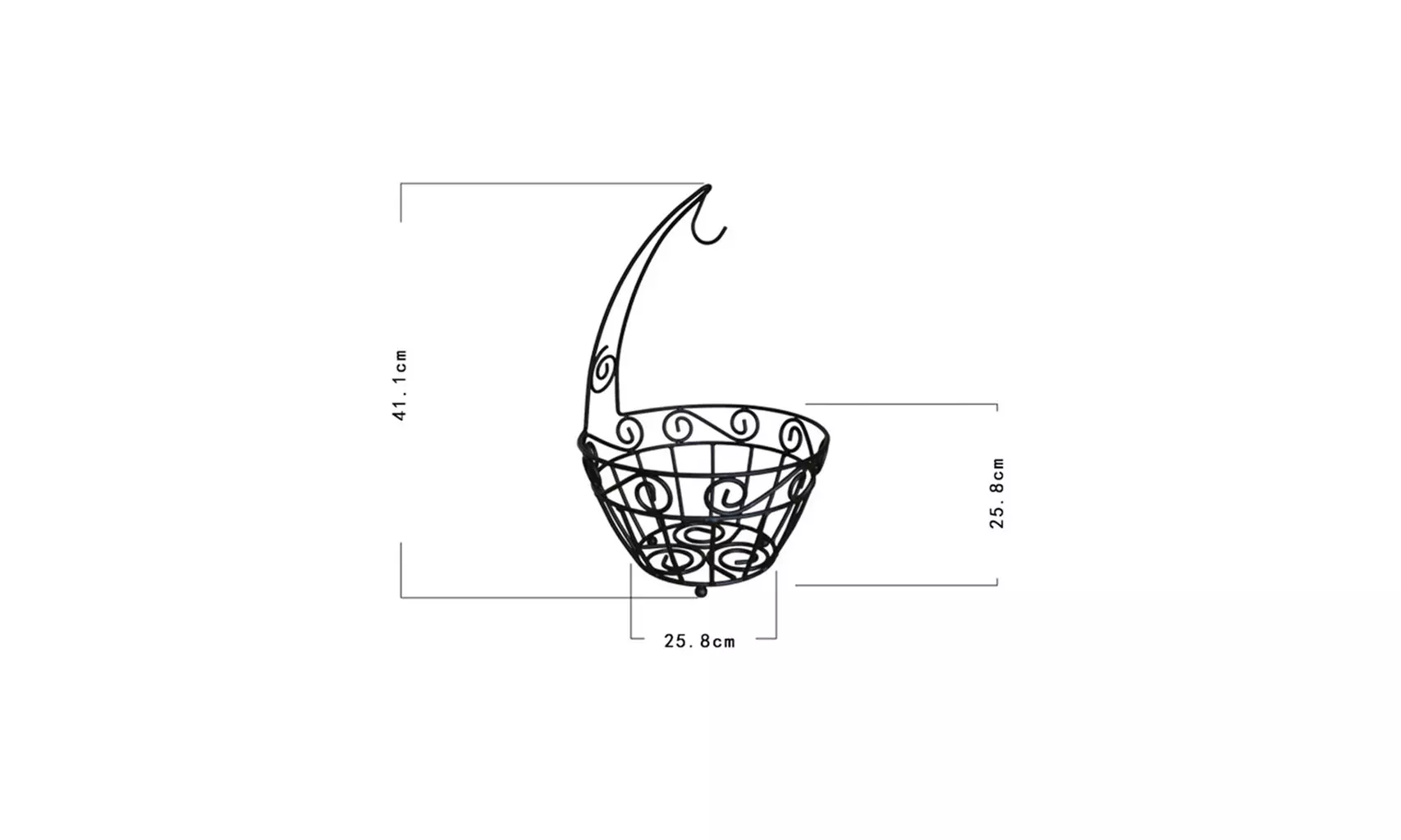 IPC Fruit Basket Bowl With Banana Tree Hanger Carbon Steel Black - Second Medium