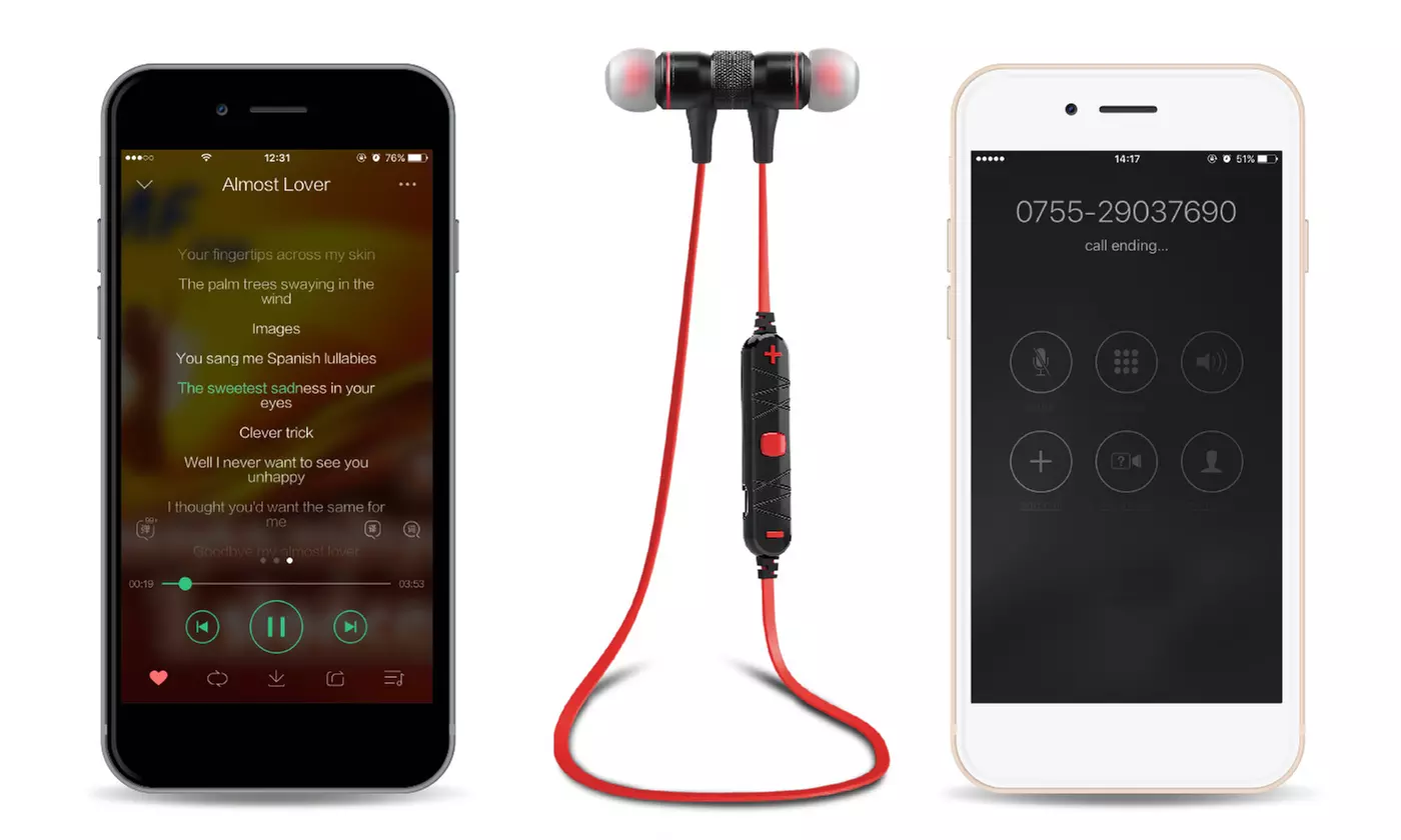 Kocaso Wireless Bluetooth Stereo Sport Earbuds In-Ear Earphones w/ Mic