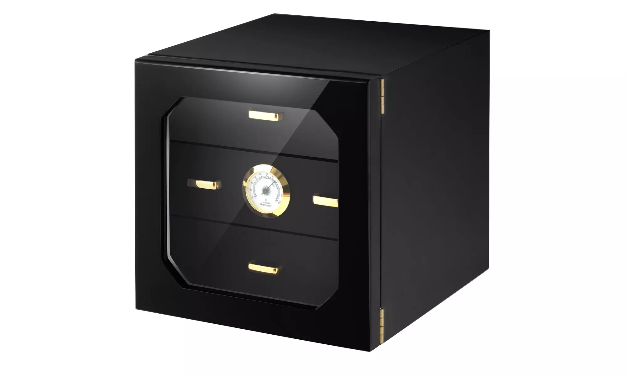 80 Cigar Humidor Desktop Cigar Box Glass Door 3 Drawers w/Hygrometer&Humidifier - Primary Image