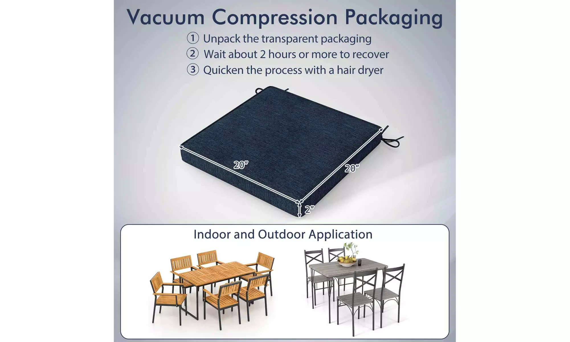 2, 4 or 6 Costway Outdoor Chair Cushions with Fade-Resistant Fabric