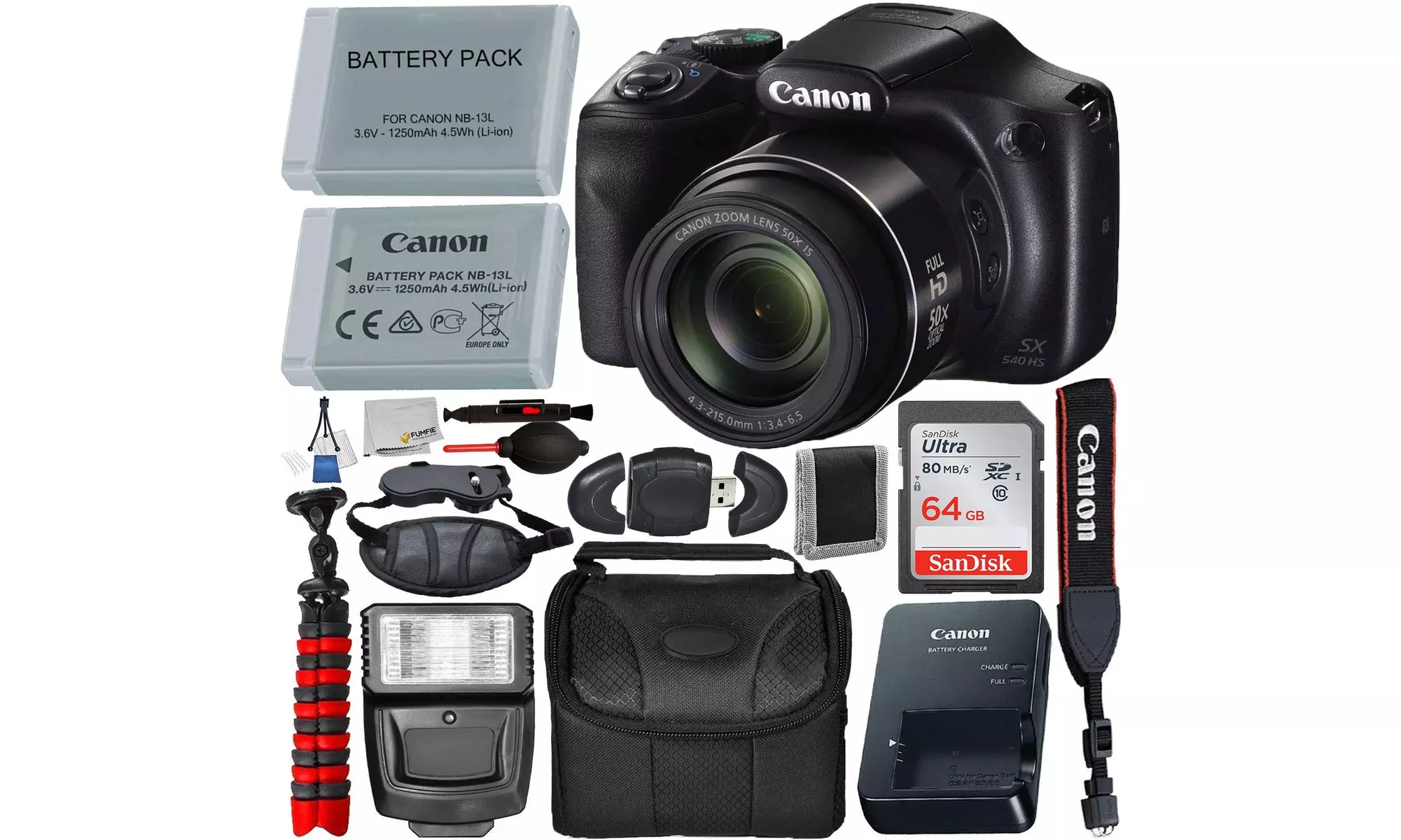 Canon PowerShot SX540 HS Digital Camera 1067C001 with Deluxe Accessory Bundle - Primary Image