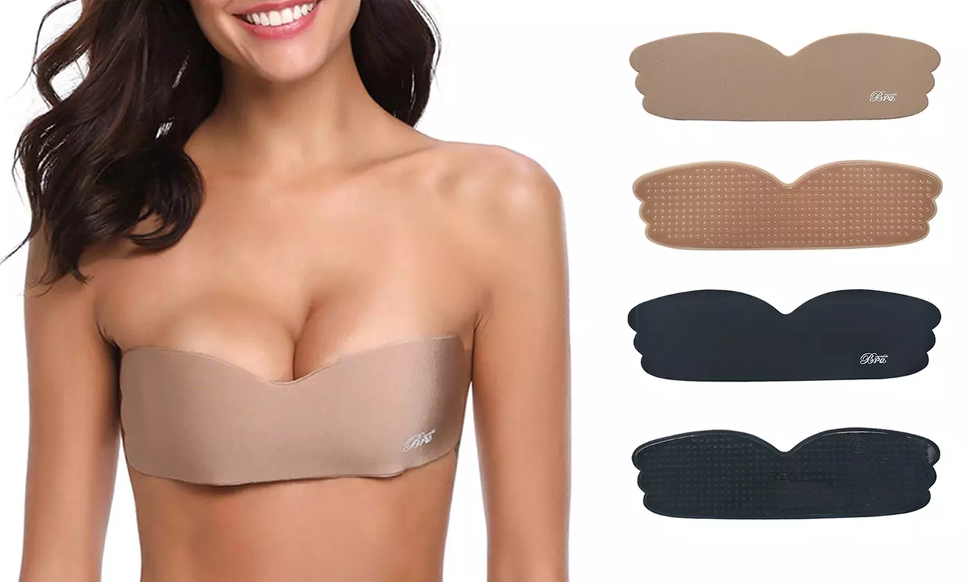 One Piece Invisible Bra Women Strapless Backless Push-Up Self-Adhesive Gel Stick - Primary Image