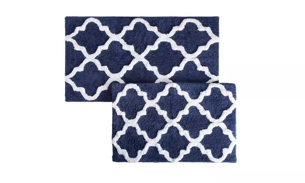 Lavish Home 100% Cotton Trellis Bath Mat Set (2-Piece)