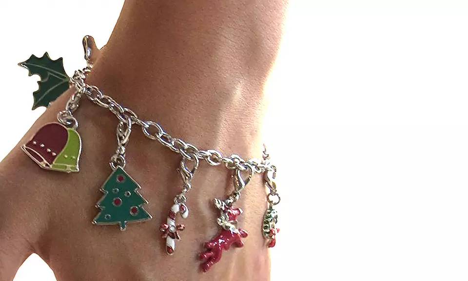 Holiday Themed Charm Bracelet With Set-Of-12 Interchangeable Charms - Second Medium