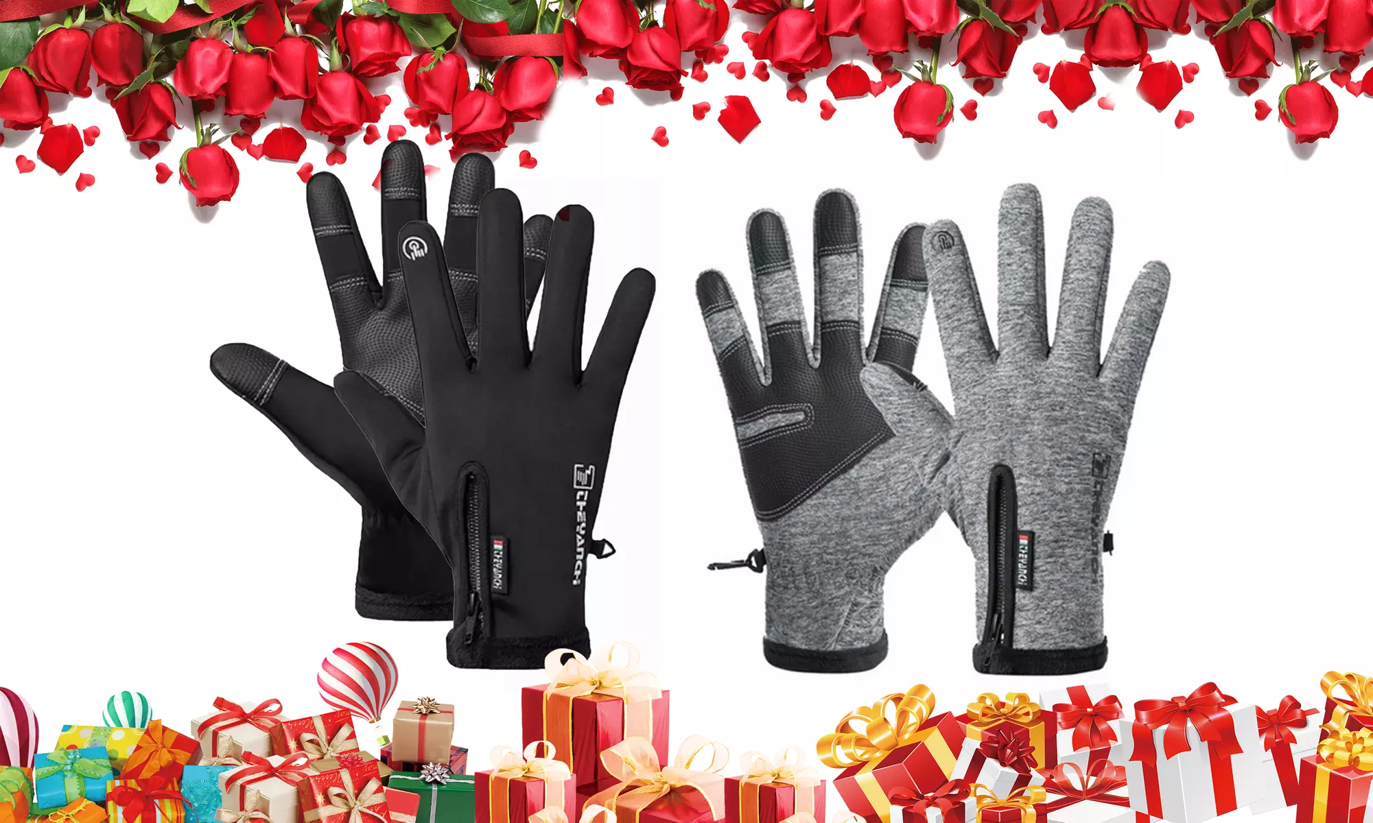 Waterproof Gloves Winter Warm Touchscreen Gloves Anti-Slip All Finger Gloves