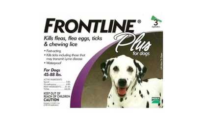 Frontline Flea Control Plus for Dogs And Puppies 45-88 lbs 3 Pack