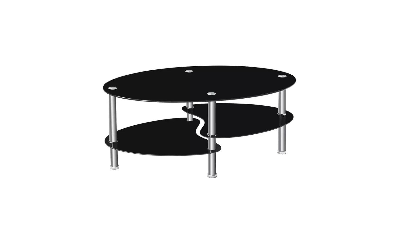 2 Layer Oval Glass Fishtail Living Room Furniture Coffee Table 2 Colors - Primary Image