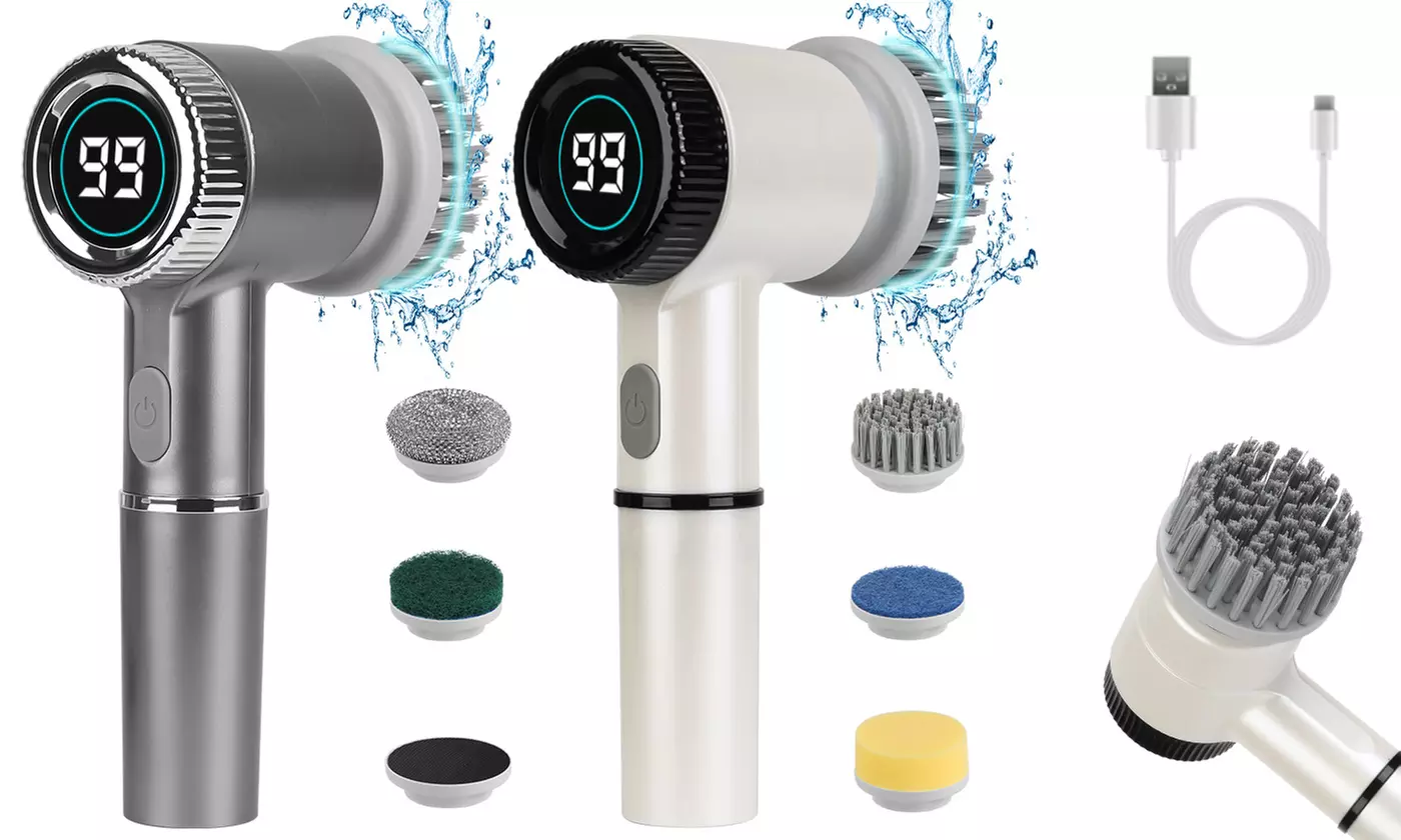 NewHome Electric Spin Scrubber: Cordless with 5 Brush Heads & 3 Speed Settings
