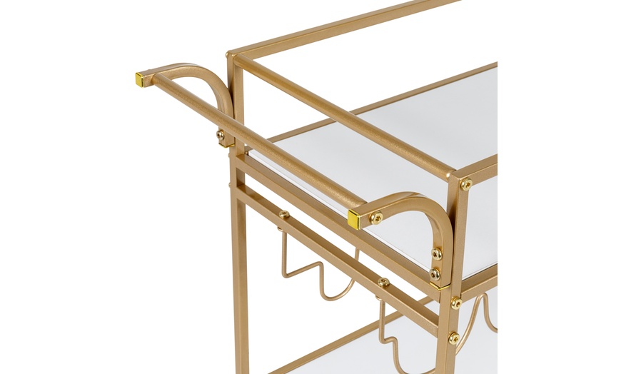 Gold and White 3-Tier Bar Cart with Wine Rack | Groupon