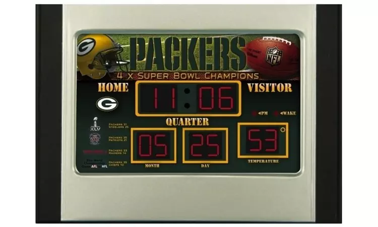 Green Bay Packers Scoreboard Desk & Alarm Clock - Second Medium