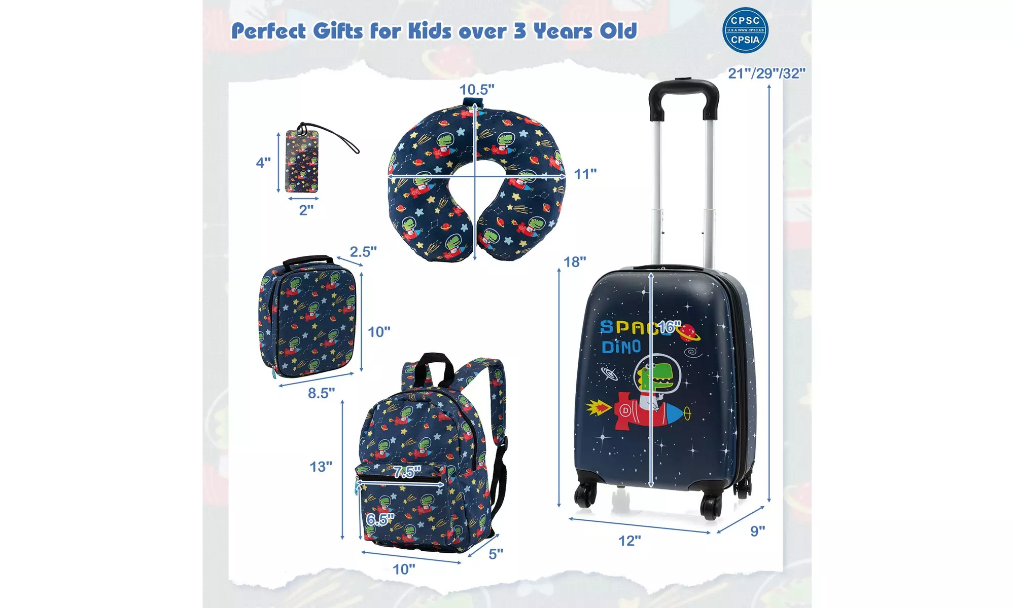 Costway Five-Piece Costway Kids Luggage Set 