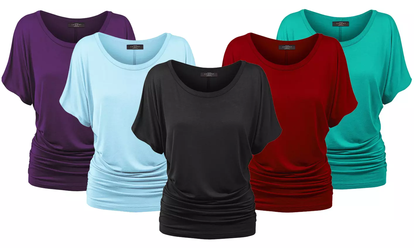 Made by Johnny Women's Solid Short Sleeve Boat Neck Dolman Top