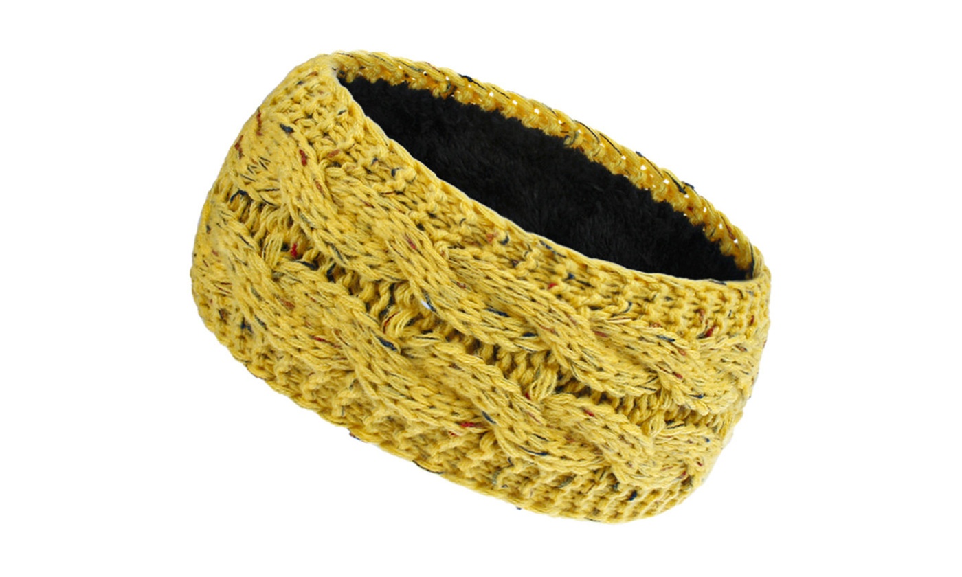 Winter Fuzzy Fleece Lined Thick Knitted Headband Headwrap 