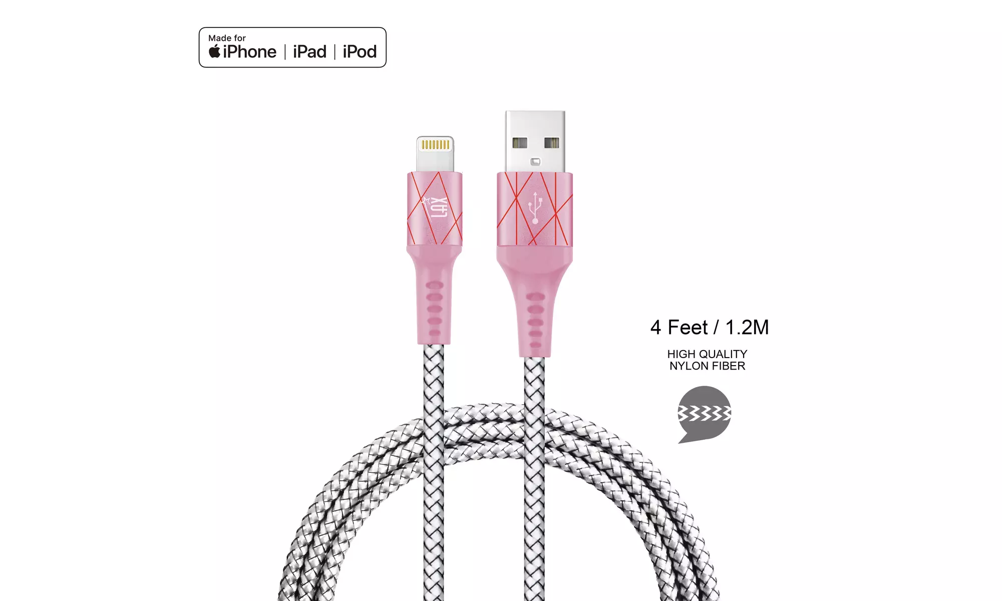 LAX Apple Certified Braided Lightning Cable for iPhone and iPad