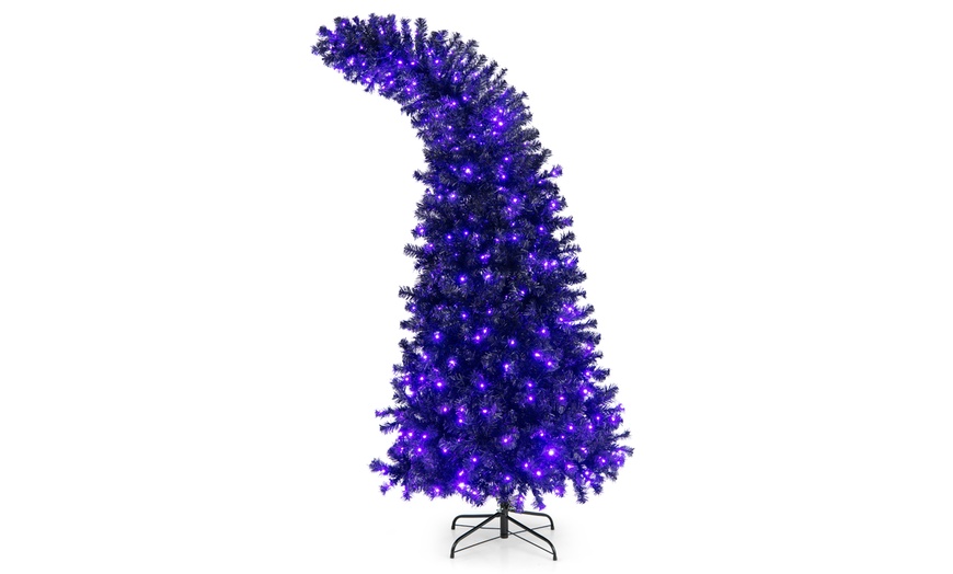 7FT Pre-Lit Black Halloween Tree With Purple & Orange Lights | Groupon