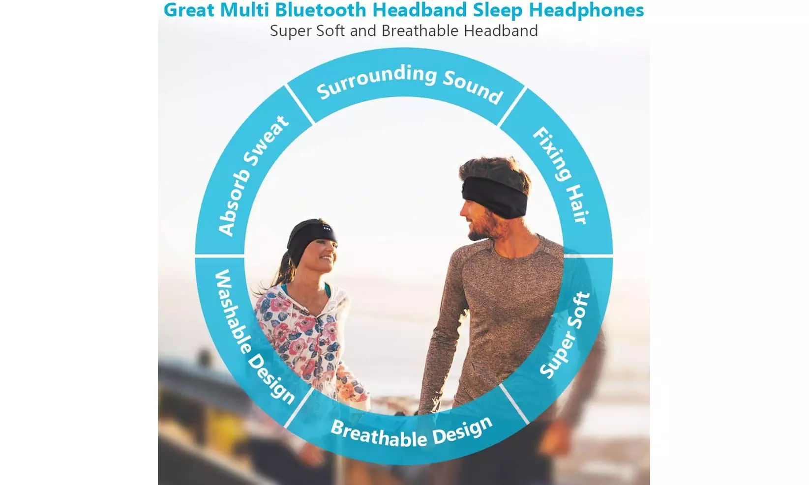 Wireless Bluetooth Stereo Headband Headphones Sleep Headphones Headband
