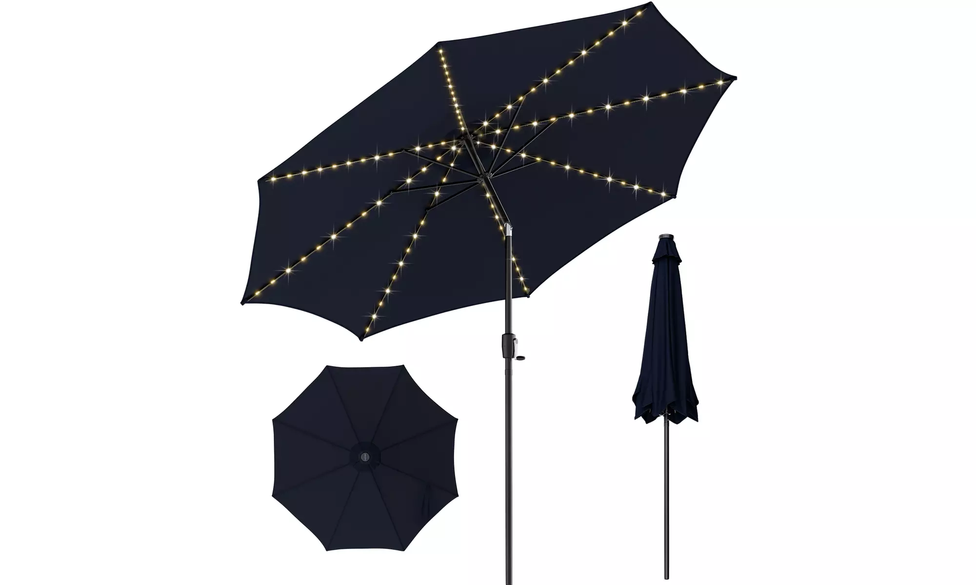 Costway 10 FT LED Solar Lighted Patio Umbrella With Crank Tilt