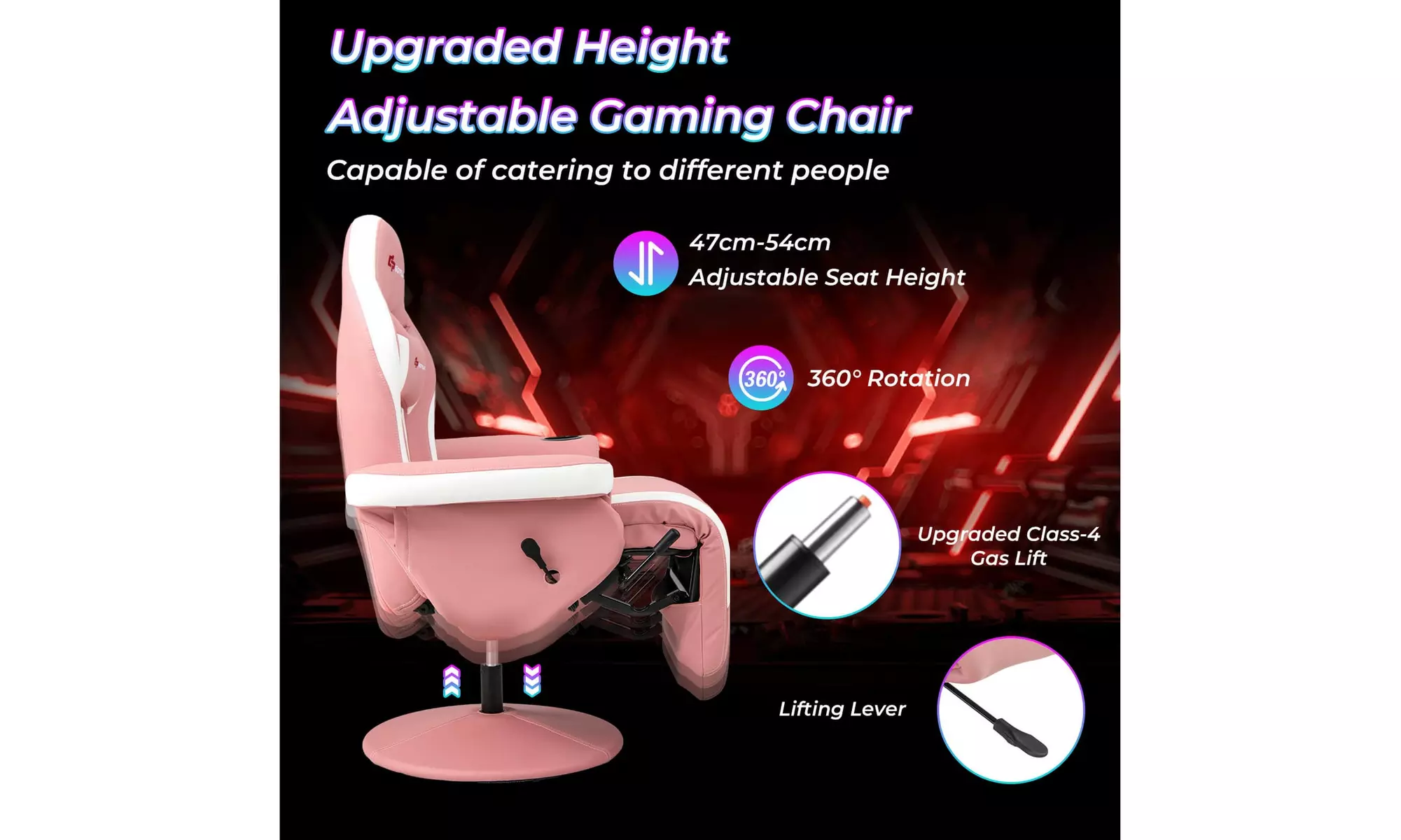 Costway Massage Gaming Chair - Adjustable Racing Swivel Chair with Cup Holder
