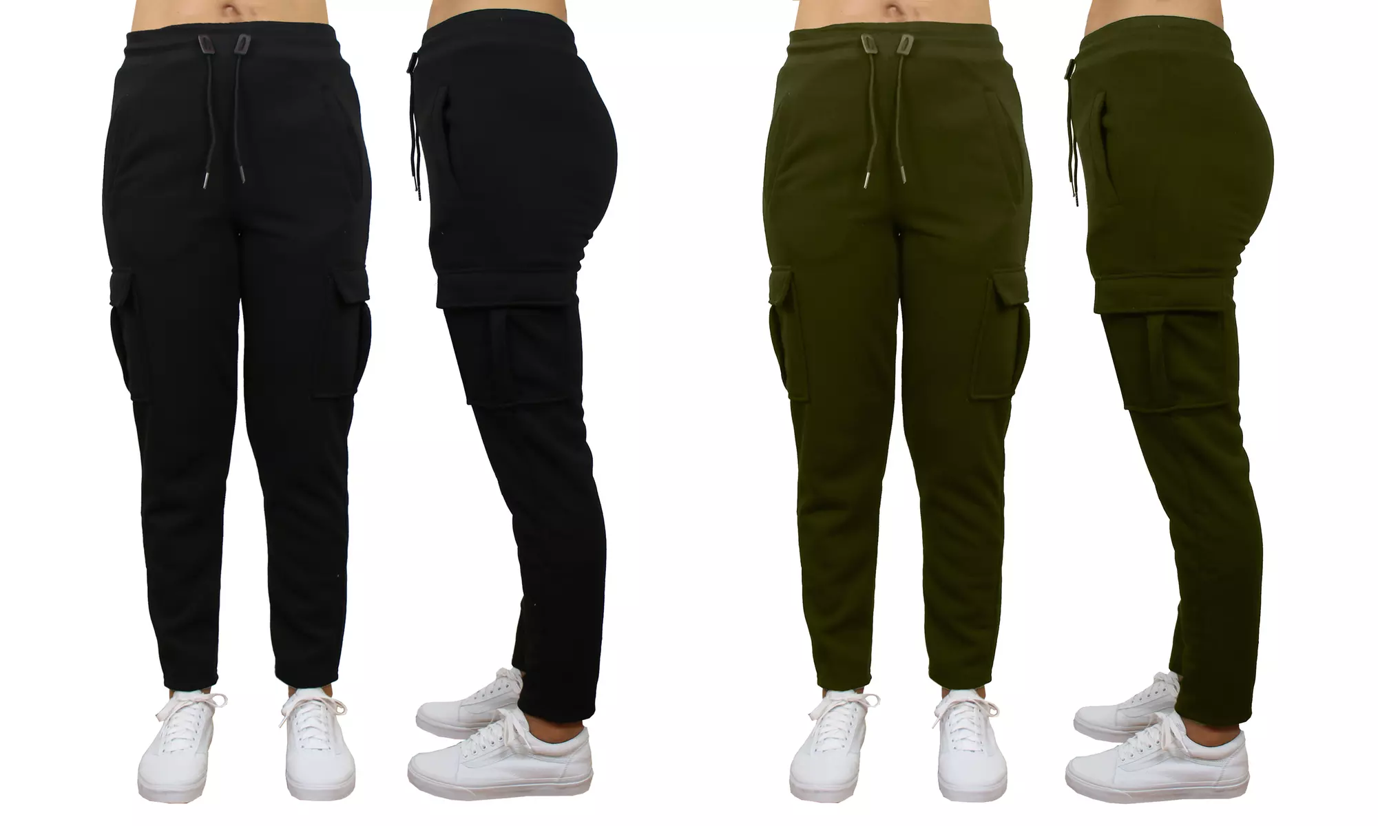 2-Pack Women's Loose Fitting Open Bottom Fleece Sweatpants (Sizes, S-2XL) 