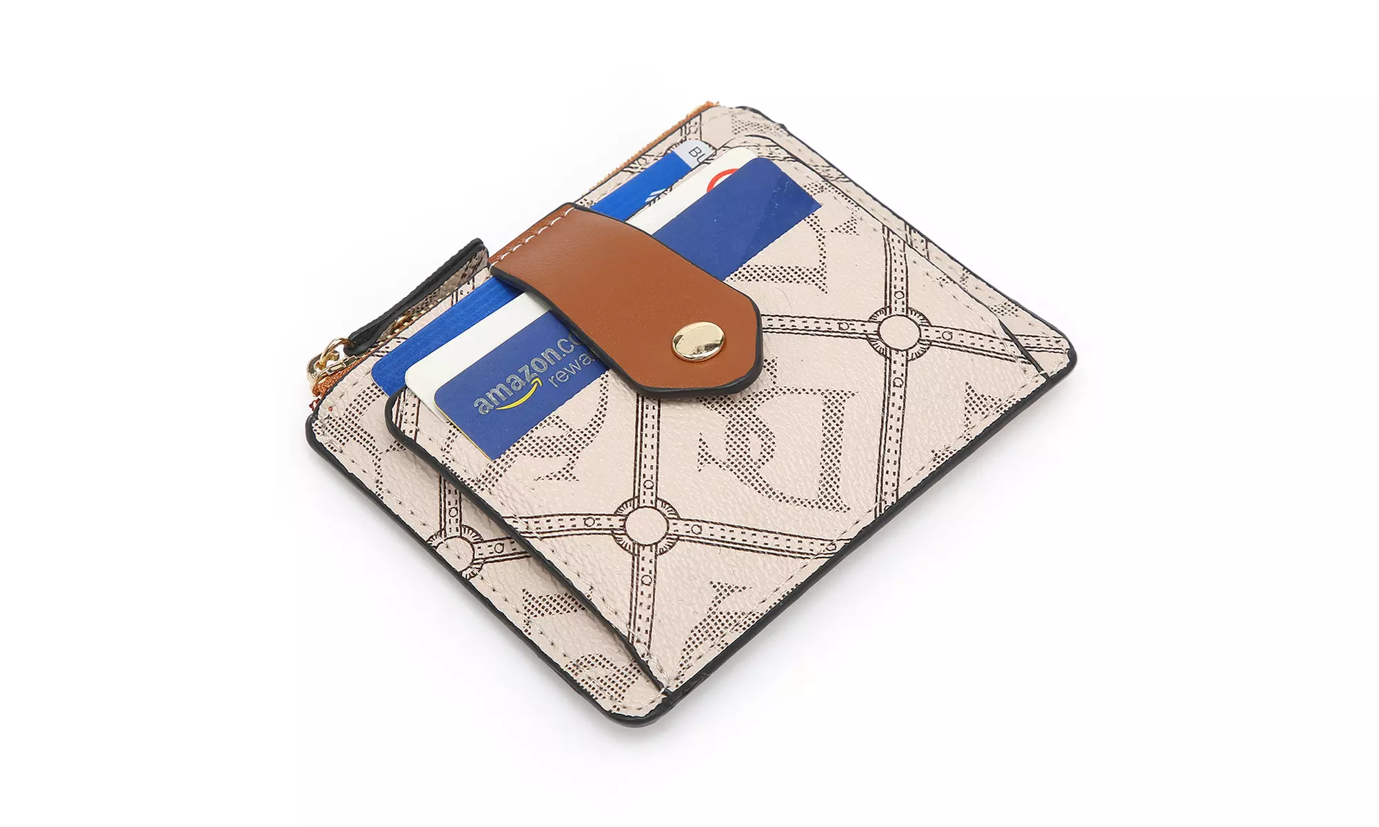 DS Collection Unisex Monogramed Small Wallet Coin Purse with Multiple Card Slots - Second Medium