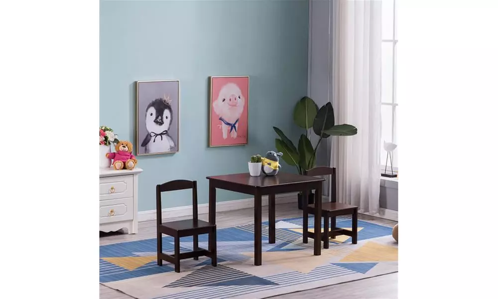 MDF Simple Children's Table and Chair Set Brown