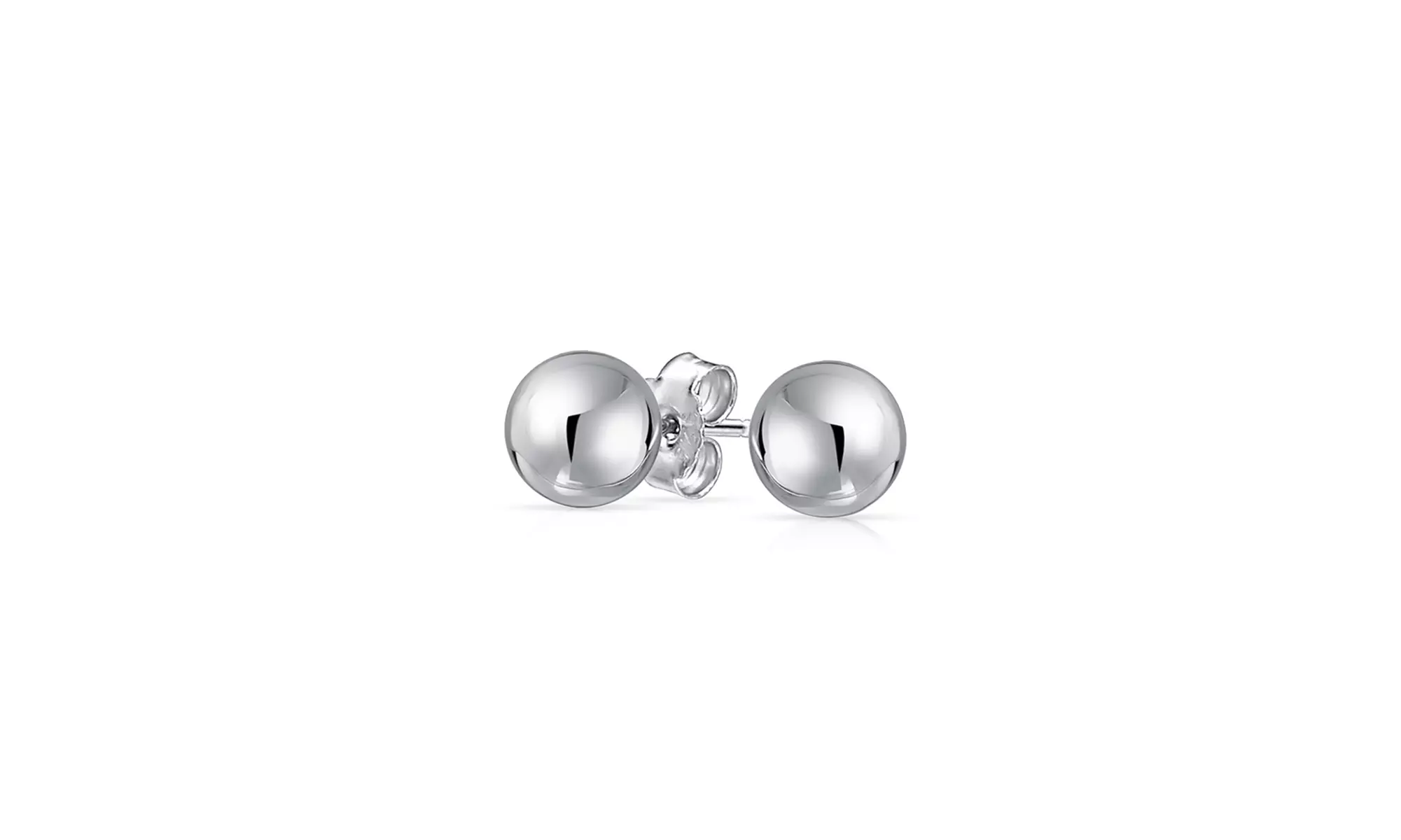 Basic Minimalist Simple Round Bead Ball Stud Earrings Sterling Silver - Primary Image