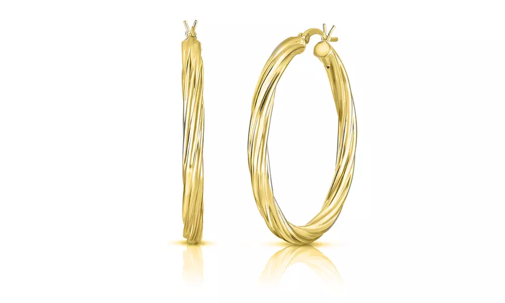 18K Gold Plated Sterling Silver French Lock Hoops