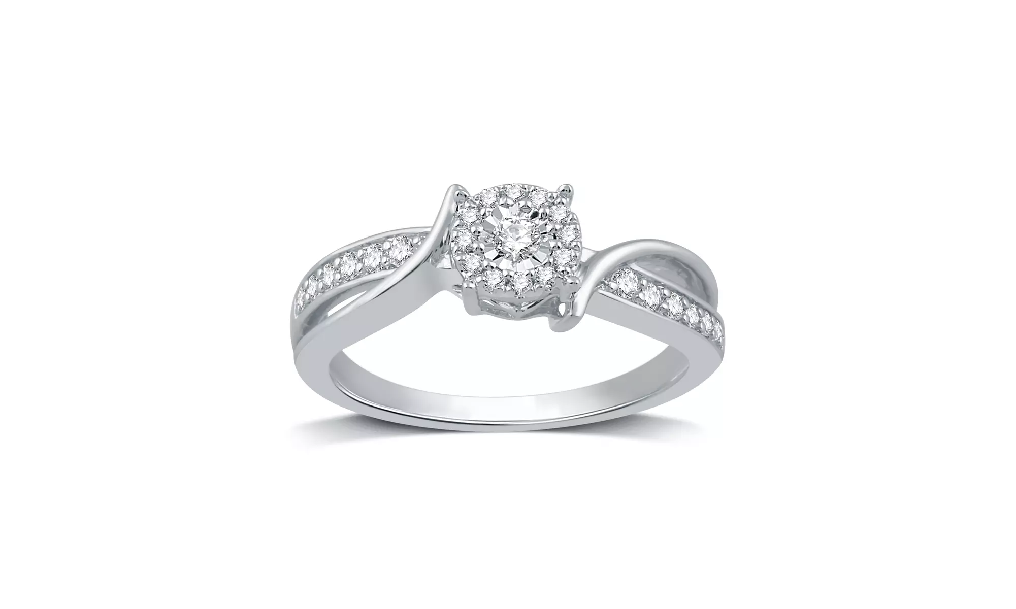 1/4 CTTW Diamond Round Cluster Twist Wedding Ring in Sterling Silver By DeCarat - Primary Image