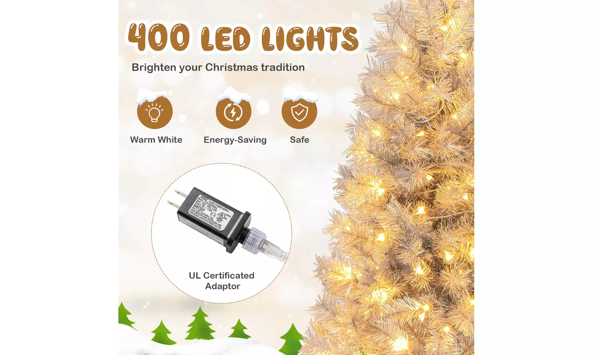 Costway 5/6/7 FT Christmas Tree Artificial Xmas Tree with Branch Tips LED Lights