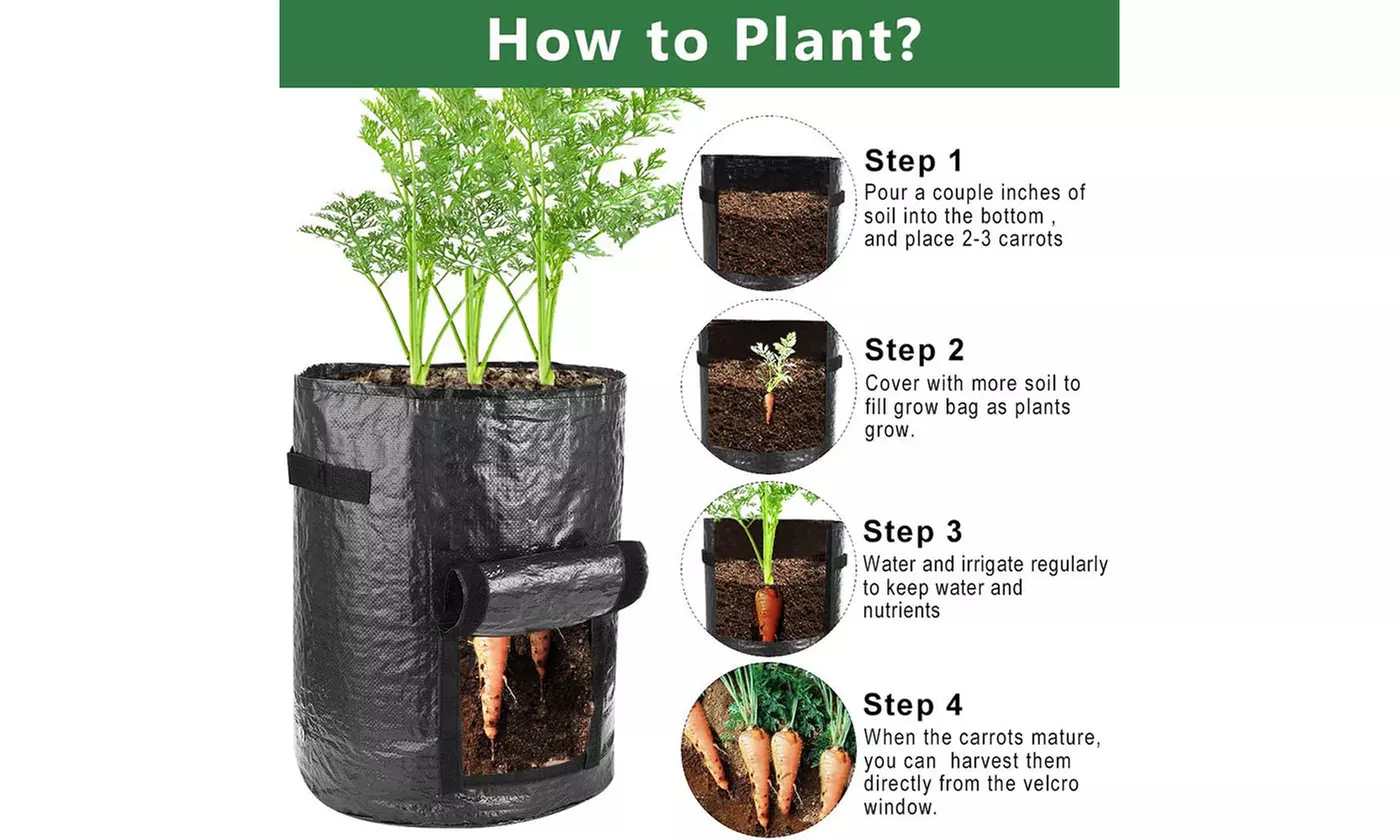 Heavy Duty Garden Grow Bags with Flap Handles Vegetable Planter Pots