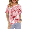 Image 3: Women's Round Neck Loose Tie-Dye Printed Short-Sleeved Twist Tunic