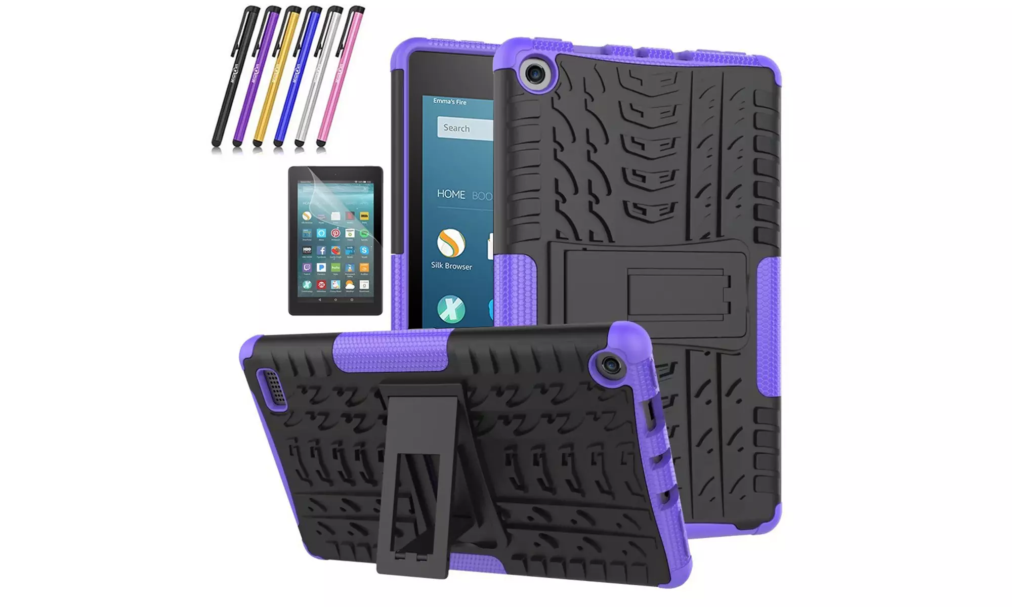 Protective Rugged Hard Case for Amazon All-New Fire 7 Tablet 7th Gen - Second Medium
