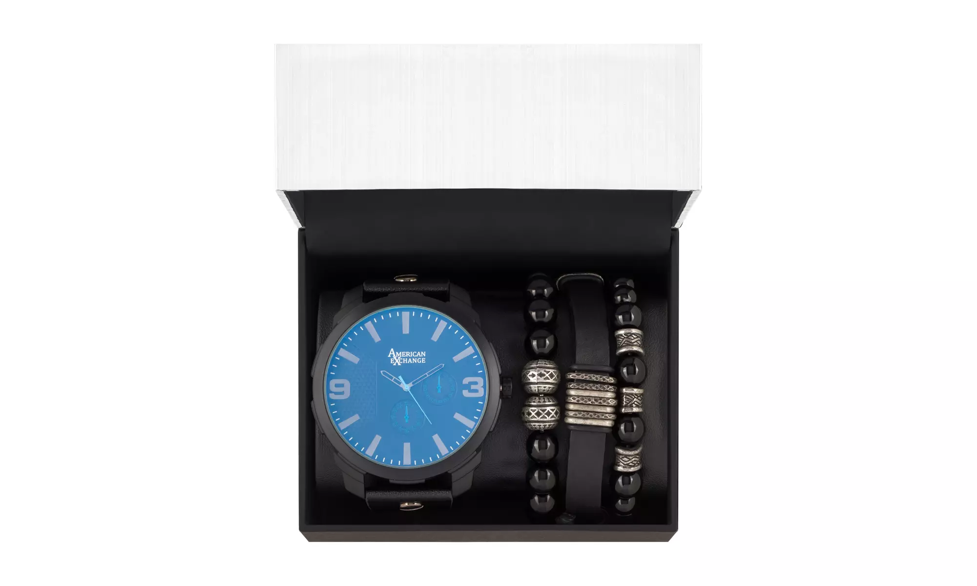 American Exchange Men's Analog Quartz Watch And Holiday Stackable Gift Set - Second Medium