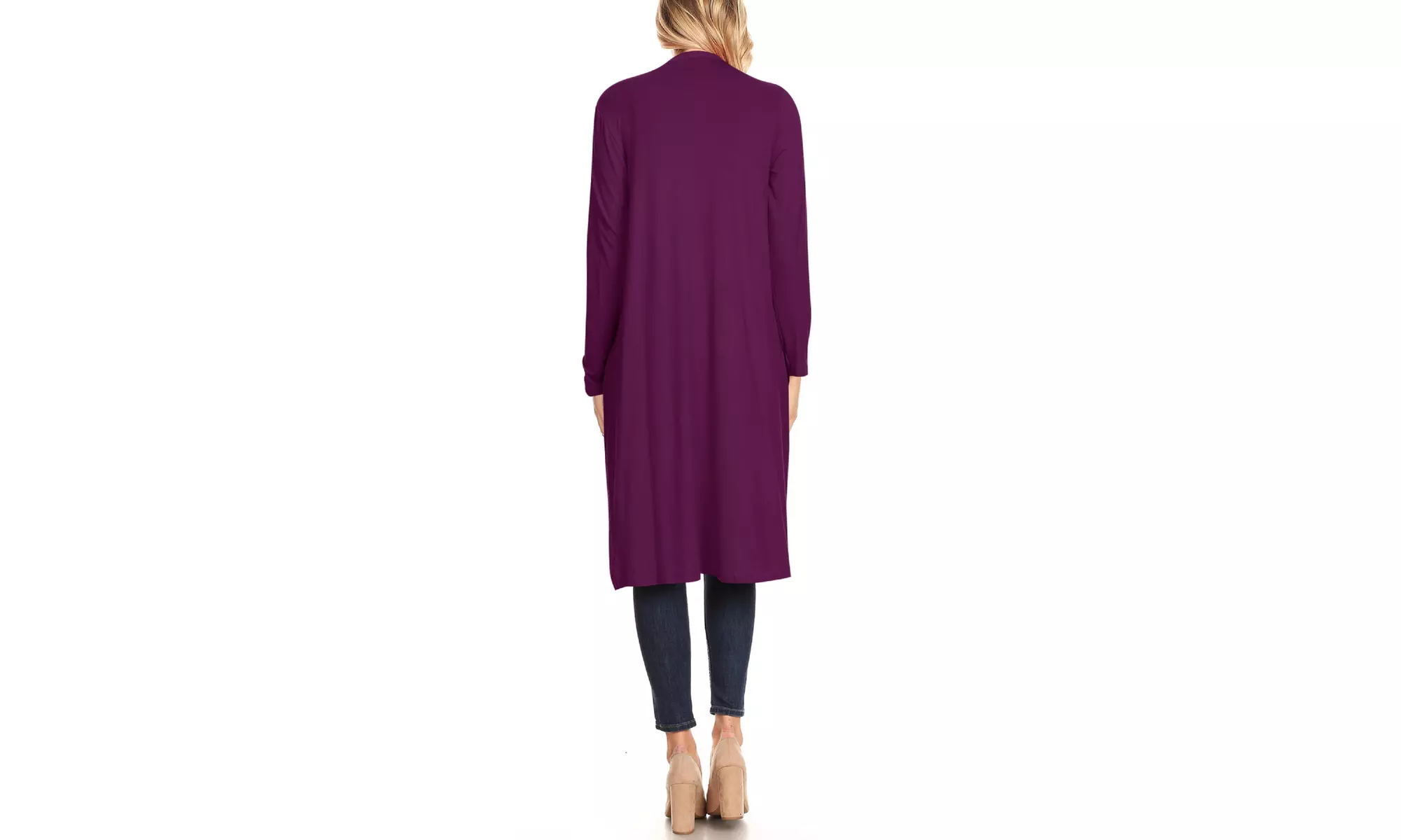 Women's Casual Open Front Side Pockets Solid  Long Cardigan