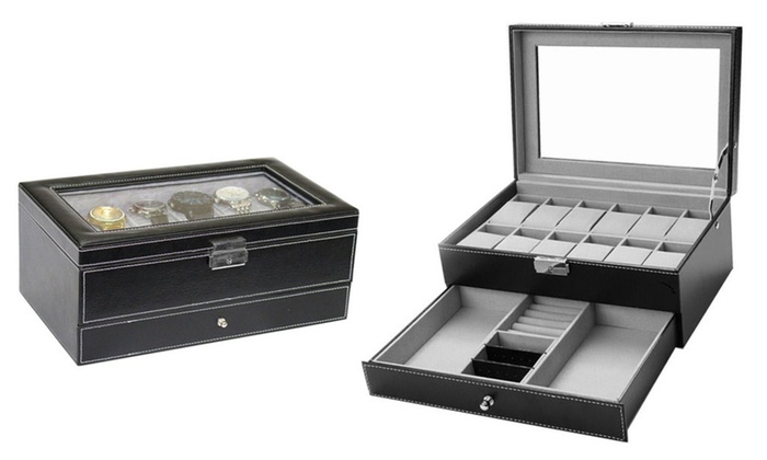 jewelry display box black black aw 001 leather 12 mens watch boxjewelry display drawer jewelry display box black black aw 001 leather 12 mens watch boxjewelry display drawer