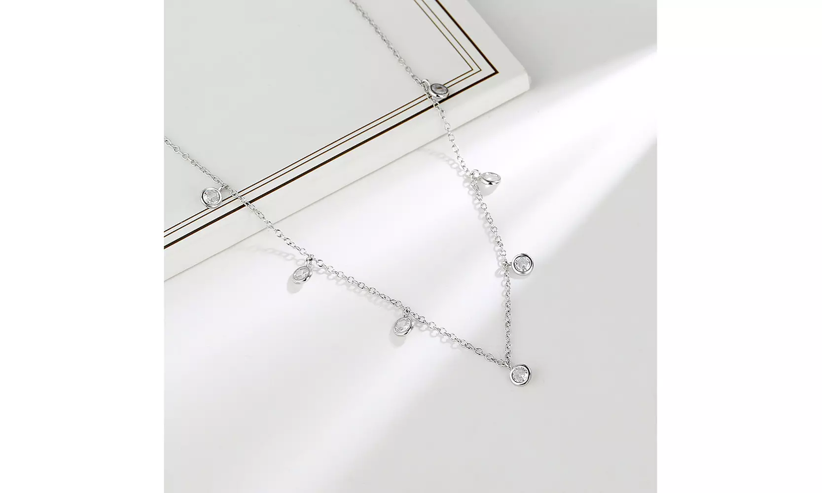 Sterling Silver Bib Necklaces with Genuine Crystals - Primary Image
