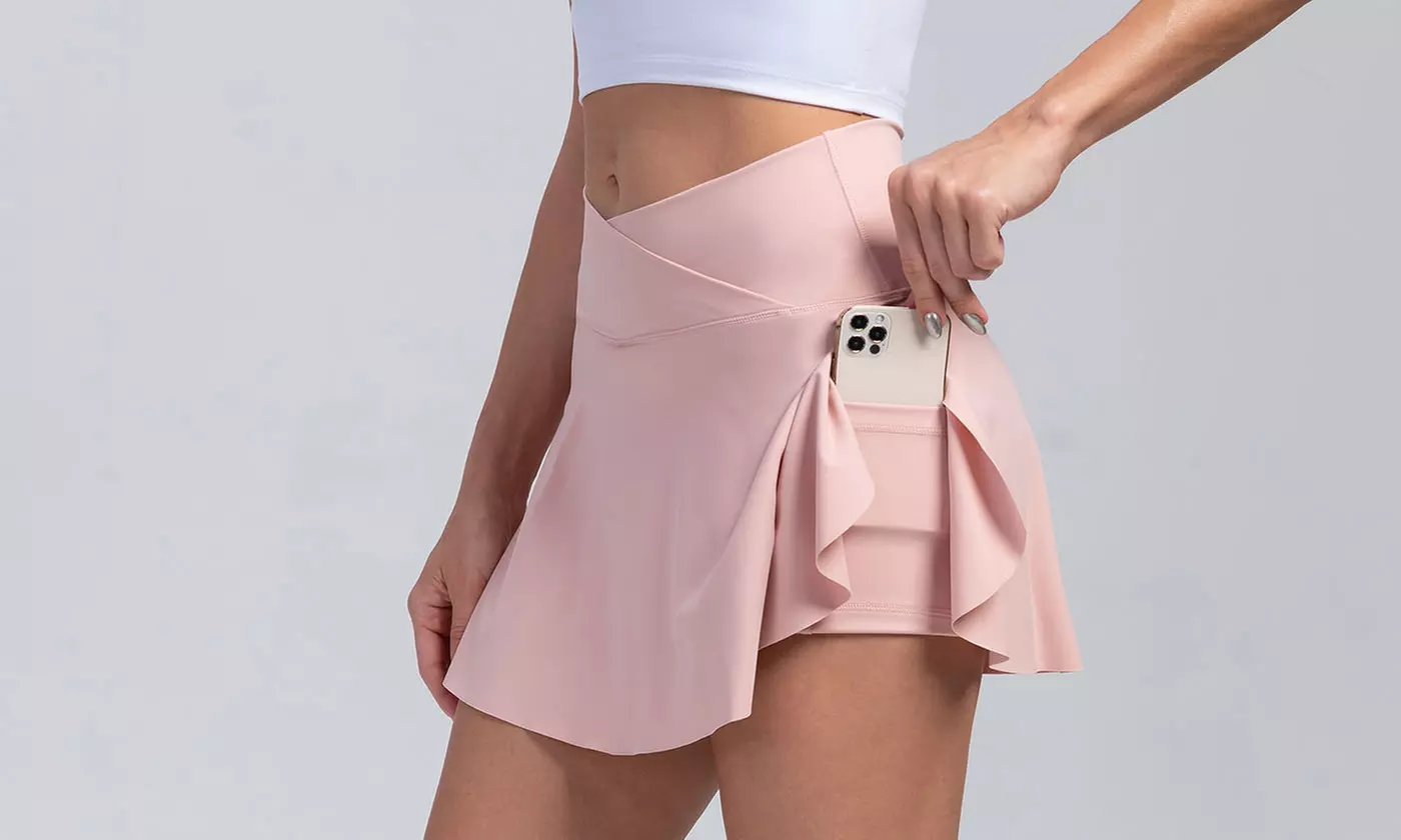 Women High Waist Tennis Skirts with Pockets Built-in Shorts for Pickleball