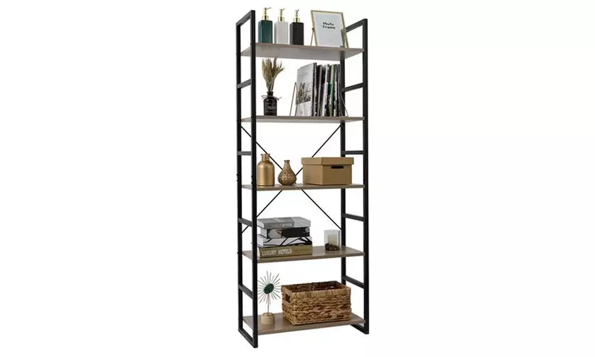  4-Tier Industrial  Bookcases and Book Shelf Ladder - Primary Image