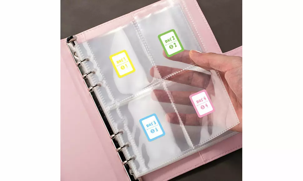 100 Envelope Savings Challenge Budget Binder with Cash Slots