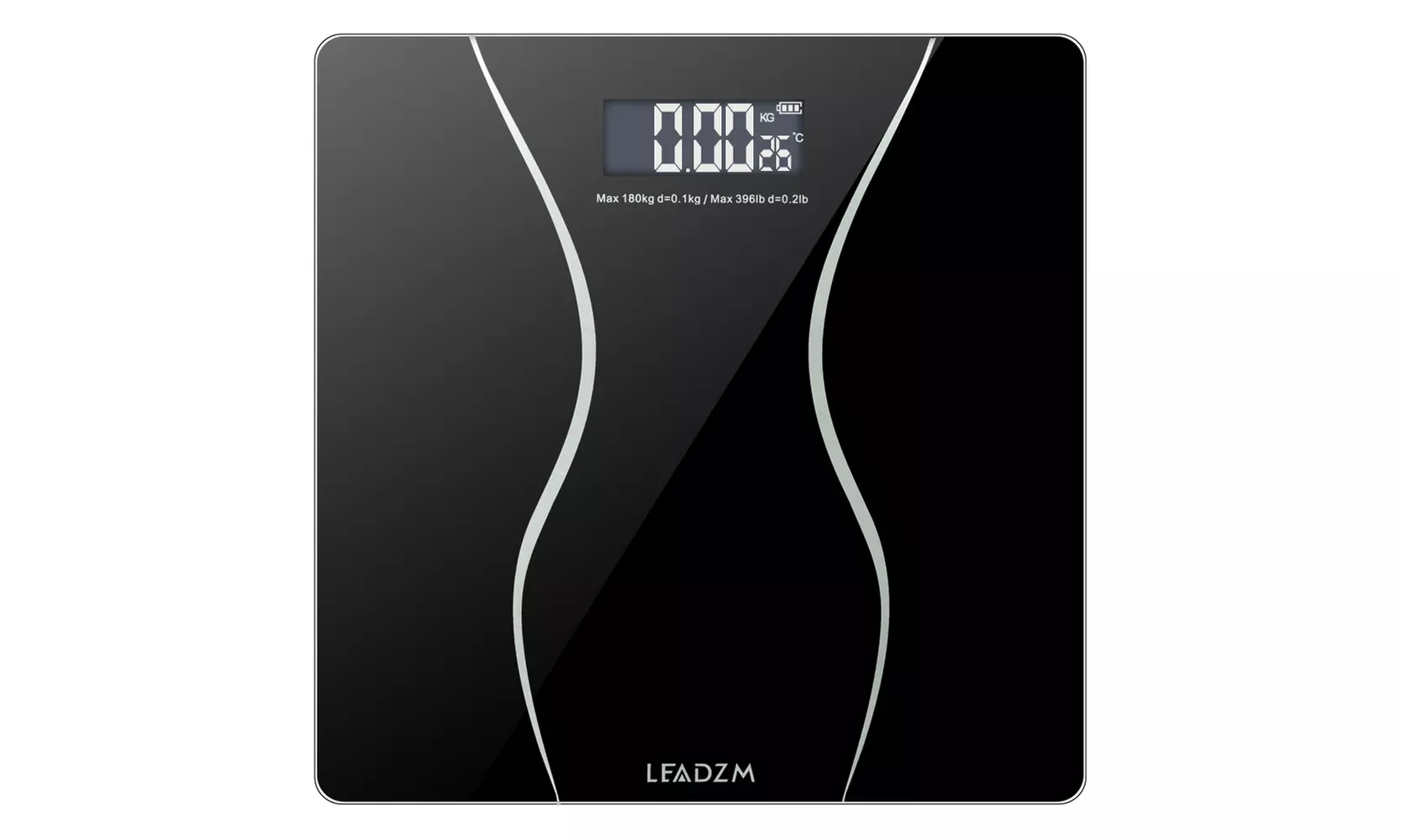 LEADZM 180Kg Digital Body Weight Bathroom Scale with Step-On Technology Black - Primary Image