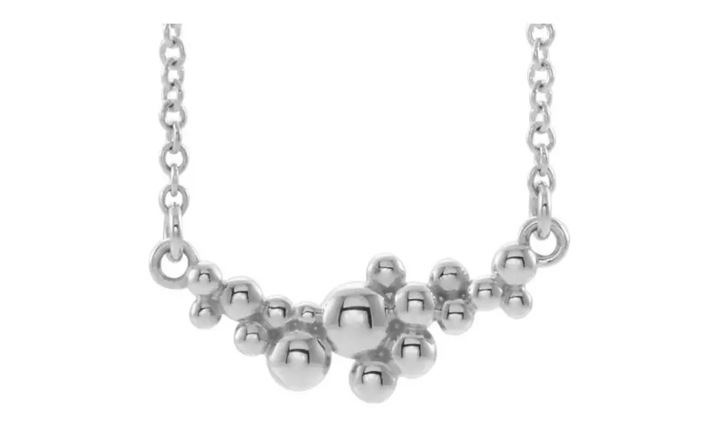 White Gold Plated Scattered Bead 16 Necklace - Primary Image