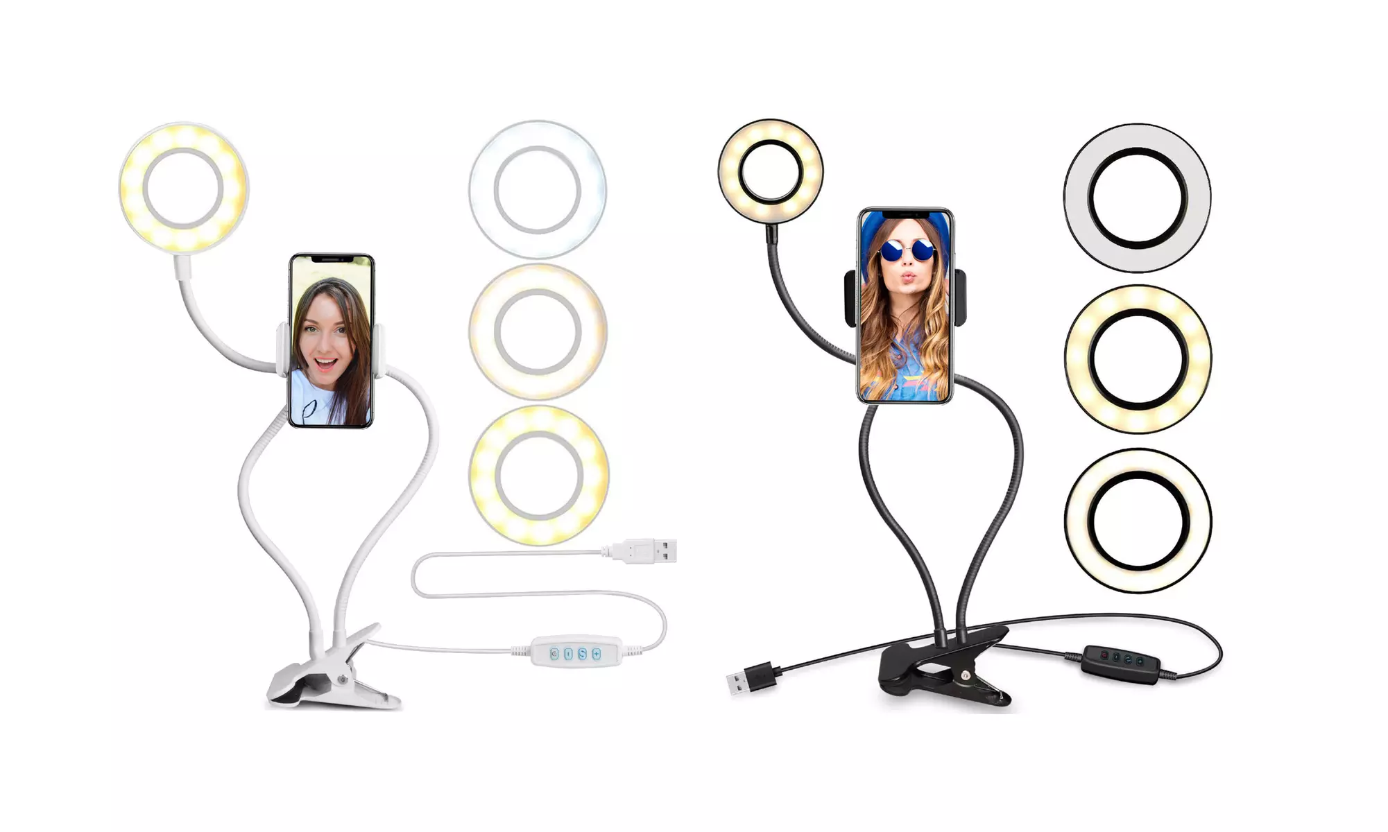 LED Ring Light with Cell Phone Holder Clamp for Selfie Live Stream Makeup Video - Primary Image
