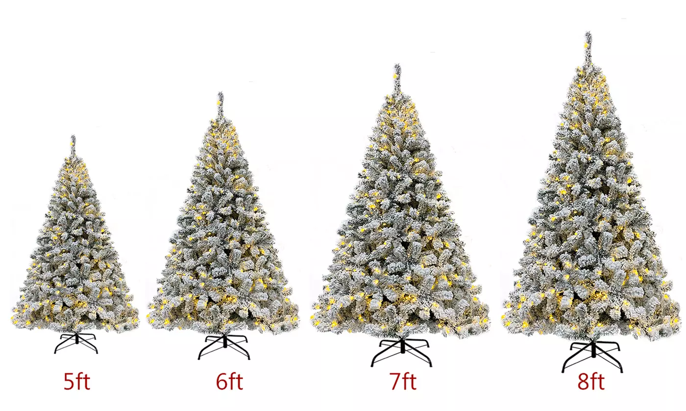 Premium Artificial Pre-Lit Flocked Christmas Tree - Primary Image